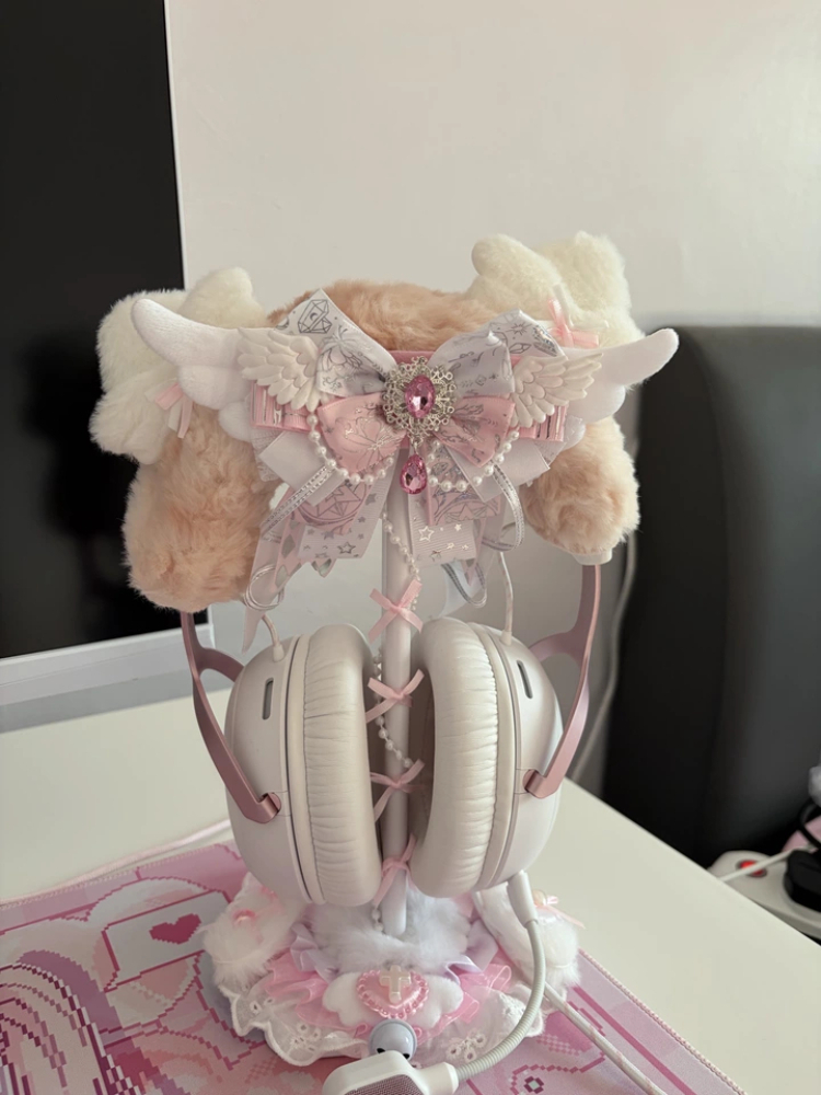 Cute Lace Headphone Stand Pink - Gaming Accessories Stand review and price